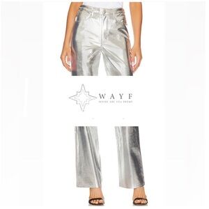 Wayf silver faux leather pants